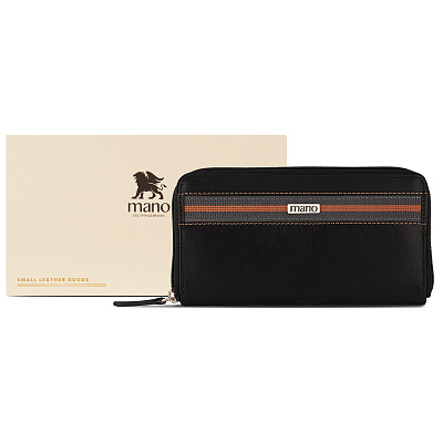 Кошелек Mano "Don Leonardo", с RFID защитой, натуральная кожа в черном цвете, 19 х 2 х 10,5 см