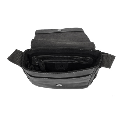 Сумка-планшет KLONDIKE Native, натуральная кожа в черном цвете, 23 х 7 х 24 см