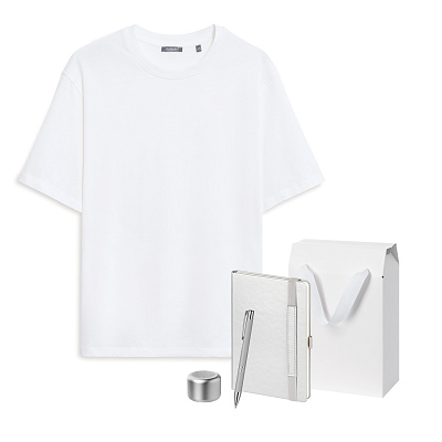 Набор с одеждой RUST (футболка, колонка, ежедневник, ручка), серебряный, 3XL/4XL (Белый, серебряный)