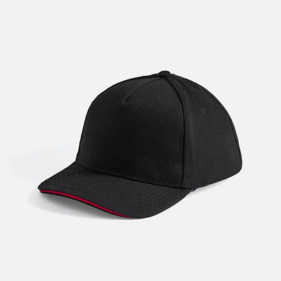 Бейсболка Long Beach, черная с красным (Красный)