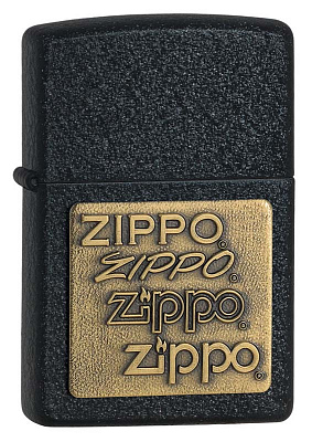 Зажигалка ZIPPO Logo с покрытием Black Crackle™, латунь/сталь, чёрная, матовая, 38x13x57 мм