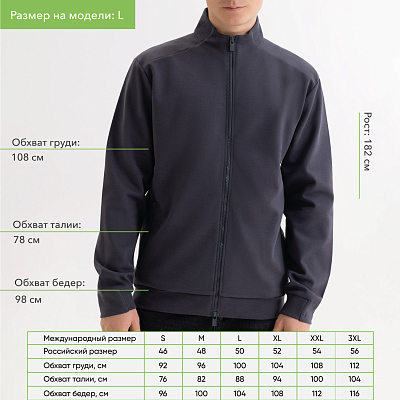 Толстовка на молнии Астин (Astin) антрацит, размер S/M