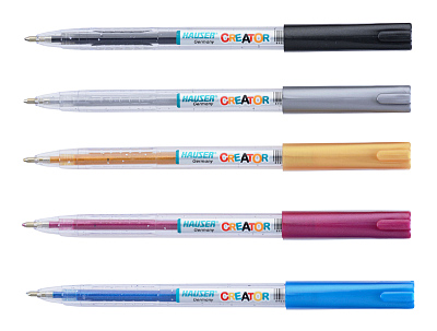 Набор: Гелевая ручка Hauser Creator Glitter Gel, чернила с блестками - 5шт, пакет