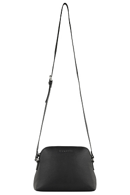 Сумка наплечная женская BUGATTI Bella, чёрная, воловья кожа/полиэстер, 23х8х17 см