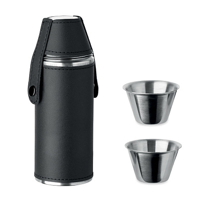 Hip flask with shot cups (Чёрный)