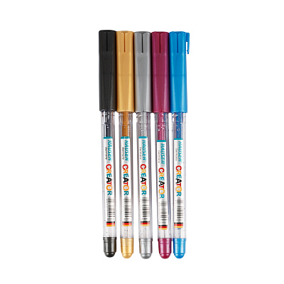 Набор: Гелевая ручка Hauser Creator Glitter Gel, чернила с блестками - 5шт, пакет