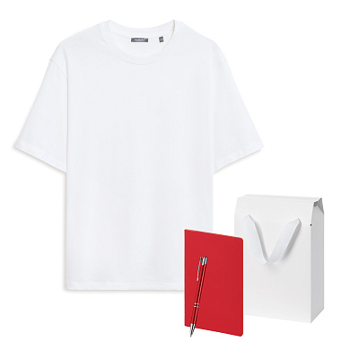 Набор с одеждой RUST (футболка, блокнот, ручка), белый/красный, XL/2XL (Белый, красный)