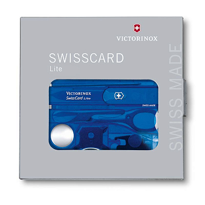 Швейцарская карточка VICTORINOX SwissCard Lite, 13 функций, полупрозрачная синяя