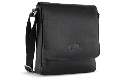 Сумка через плечо KLONDIKE GOLD «Taylor», натуральная кожа в черном цвете, 22 х 23,5 х 5,5 см