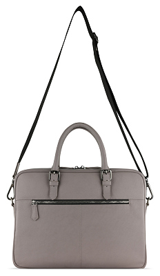 Портфель женский BUGATTI Bella, бежевый, воловья кожа/полиэстер, 38х6,5х27 см