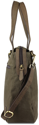 Сумка KLONDIKE DAWSON «Payton», хлопок/натуральная кожа в оливковом цвете, 35,5 x 31 x 11 см