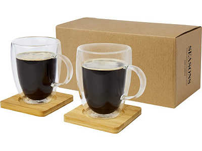 Стеклянный стакан Manti с двойными стенками и подставкой, 350 мл, 2 шт (Натуральный)