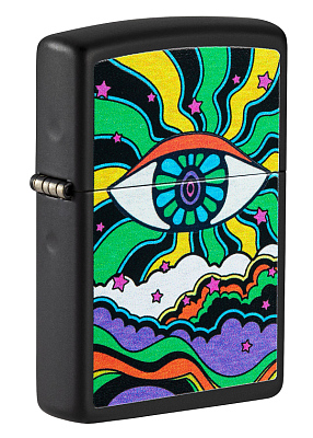 Зажигалка ZIPPO Black Light Eye с покрытием Black Matte, латунь/сталь, чёрная, матовая, 38x13x57 мм
