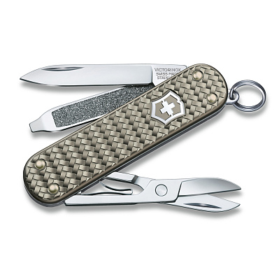 Нож-брелок VICTORINOX Classic SD Precious Alox "Infinite Grey", 58 мм, 5 функций  (Серый)