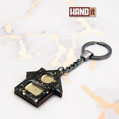 Брелок-обвес Дом (черный с золотом) (Черный с золотом)