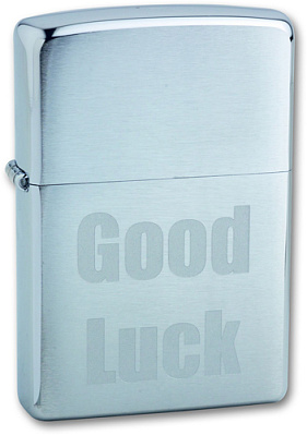 Зажигалка ZIPPO Good Luck, с покрытием Brushed Chrome, латунь/сталь, серебристая, матовая, 38x13x57 (Серебристый)