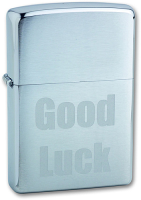 Зажигалка ZIPPO Good Luck, с покрытием Brushed Chrome, латунь/сталь, серебристая, матовая, 38x13x57