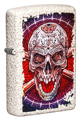 Зажигалка ZIPPO Skull Design с покрытием Mercury Glass, латунь/сталь, белая, 38x13x57 мм (Белый)