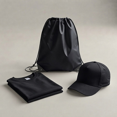 Набор  MERCHPACK: футболка M/ L и бейсболка в рюкзаке (Чёрный)
