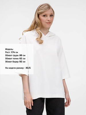 Футболка оверсайз унисекс с капюшоном Neofit, молочно-белая