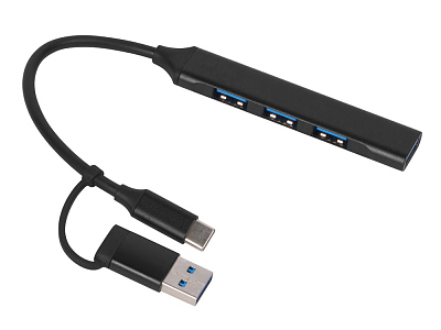 USB-хаб Link с коннектором 2-в-1 USB-C и USB-A, 2.0/3.0 (Чёрный)