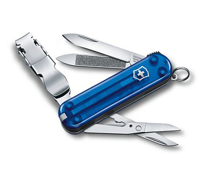 Нож-брелок VICTORINOX NailClip 580, 65 мм, 8 функций, полупрозрачный синий