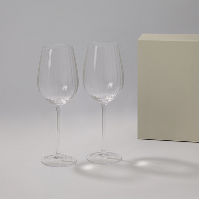 Подарочный набор 2 бокала для вина Blanche в серой коробке (Прозрачный, серый)