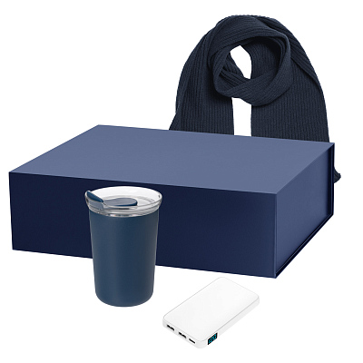 Подарочный набор Strada, Ancor, Forges  (термокружка, аккумулятор, шарф) (Синий)
