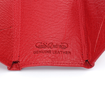 Кошелек S.Quire, натуральная кожа красная тисненая матовая 70*93*12 мм