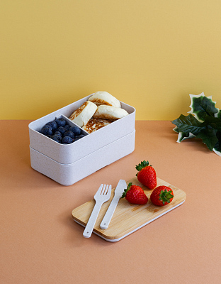 Контейнер для ланча "Natural" с приборами, натуральный