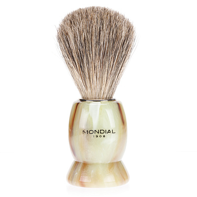 Помазок для бритья Mondial, пластик, ворс барсука, рукоять - цвет оникса (Зеленый)