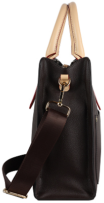 Сумка-портфель женская BUGATTI Ella, тёмно-коричневая, полиуретан, 30х11,5х28 см