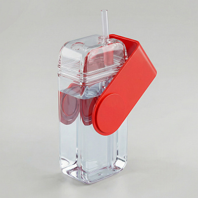 Бутылка для воды JUICY DRINK BOX, 290 мл (Прозрачный, красный)