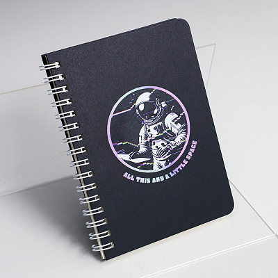 Блокнот на двойной пружине HELIX MINI, 105 х 150  мм, черный, блок в клетку