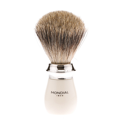 Бритвенный набор Mondial: классический Т-образный станок, помазок, подставка; слоновая кость