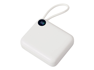 Внешний аккумулятор со встроенным кабелем Liri, QC/PD, 10000 мАч (Тёплый белый)