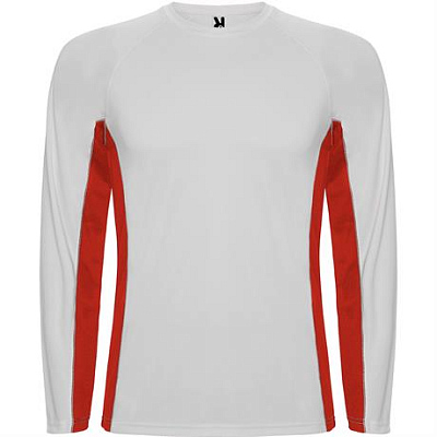 Спортивная футболка SHANGHAI L/S мужская, БЕЛЫЙ/КРАСНЫЙ 2XL