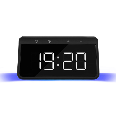 Зарядная станция с часами 15W Флейм (Flame), черная