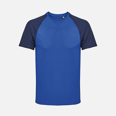 Футболка спортивная унисекс Vortex, темно-синяя с ярко-синим (Тёмно-синий)