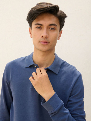 Рубашка поло унисекс с длинным рукавом Pacific LSL, синяя (джинс)