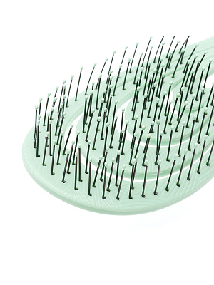Щетка Dewal Beauty серия "Ocean wave", продувная, с нейлоновым штифтом, форма волна, зеленая