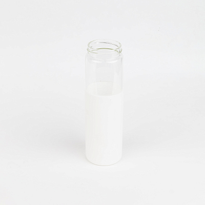 Бутылка стеклянная с силиконовой манжетой и бамбуковой крышкой  Glass, белая