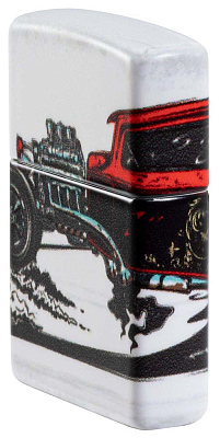 Зажигалка ZIPPO Hot Rod Design с покрытием 540 Matte, латунь/сталь, белая, матовая, 38x13x57 мм