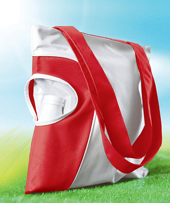 Сумка пляжная "Карибские острова", красная/белая#, белый с красным