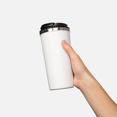 Термокружка вакуумная Palermo, белая, зернистое покрытие