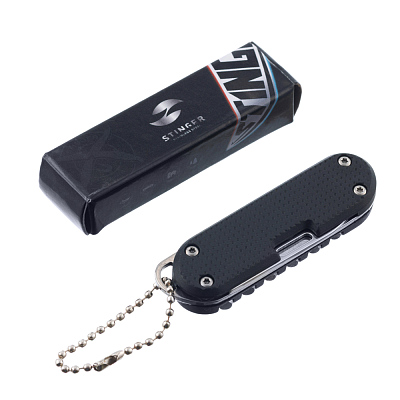 Нож перочинный Stinger, 73 мм, 8 функций, материал рукояти фиброволокно, нейлон (черный)