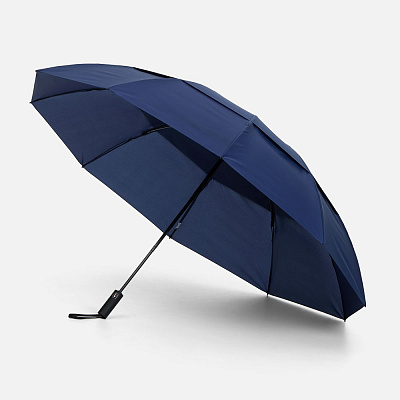 Зонт обратного сложения twoGether с двойным куполом, темно-синий (Тёмно-синий)