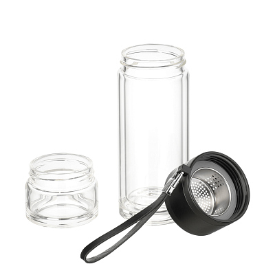 Бутылка стеклянная с двойными стенками Терсо (Terso), черная