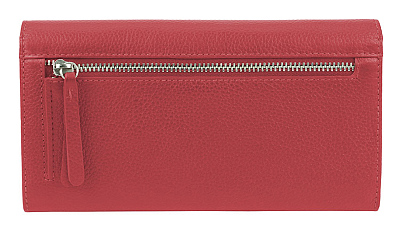 Кошелёк женский BUGATTI Linda, красный, натуральная воловья кожа, 19х3х10 см