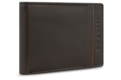 Портмоне BUGATTI Banda, с защитой RFID, коньячного цвета, кожа козы/полиэстер, 12,5х2х9 см (Коричневый)